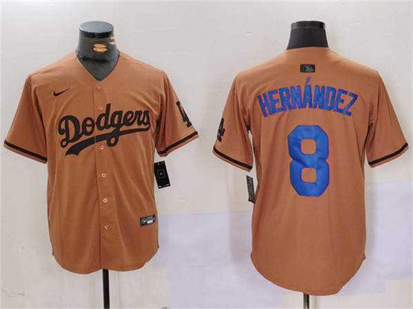 Los Angeles Dodgers #8 Kik?? Hern??ndez Brown Cool Base Stitched Jersey - Click Image to Close